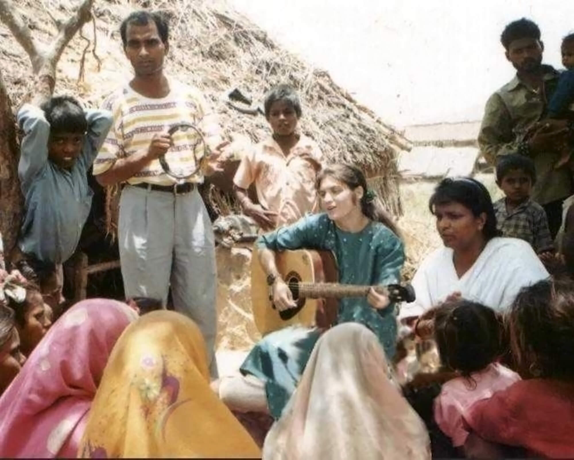 1997 – Leanna with native leaders in an Indian village.